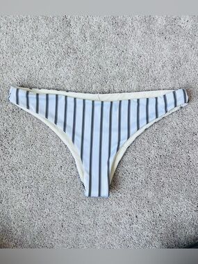 Patagonia White Bikini Bottom with Black Pinstripes XL